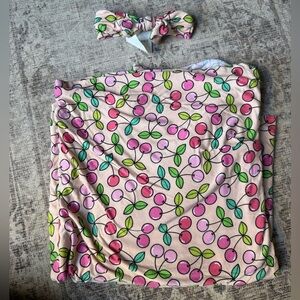 Posh Peanut Summer Cherry Swaddle And Bow